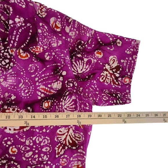 Columbia River Resort Hawaiian Shirt Women's S Purple Colorful Abstract Cotton - Picture 6 of 9